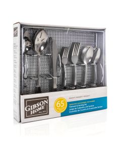 Gibson Home South Bay 65 Piece Stainless Steel Flatware Service Set with Wire Caddy