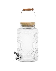 Gibson Home 0.95 Gallon Duval Glass Beverage Dispenser with Wooden Lid and Handle