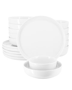 Elama Duncan 18 Piece Porcelain Dinnerware Set in White