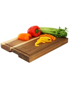 MegaChef 15.5 x 12 Inch Acacia Wood 1.5 Inch Thick Carving and Cutting Serving Butcher Board with Juice Groove