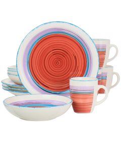 Gibson Home Richvale 12 Piece Round Durastone Dinnerware Set in Red