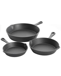 Gibson Home Brickstone 3 Piece Pre-Seasoned Cast Iron Skillet Set in Black