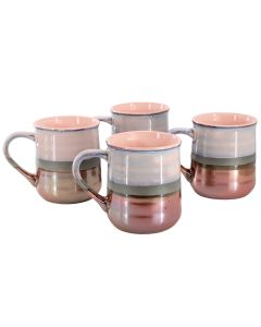 Gibson Home Copper Tonal 4 Piece 18 Ounce Stoneware Cup Set in Mauve