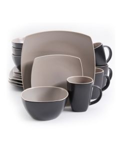 Gibson Soho Lounge Matte 16-Piece Dinnerware Set, Taupe