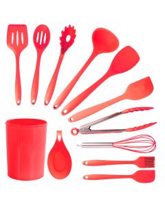 MegaChef Red Silicone Cooking Utensils, Set of 12