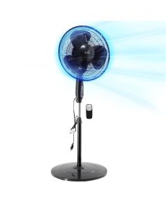 Vie Air 16 Inch 3 Speed Oscillating Stand Fan with Remote Control in Black